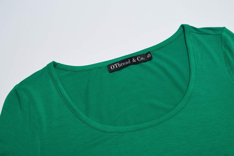 OThread & Co. Women's Long Sleeve T-Shirt Scoop Neck Basic Layer Stretchy Shirts (XX-Large, Green) - Image 5